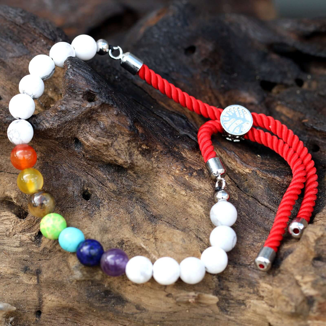 White Howlite Gemstone Chakra Bracelet