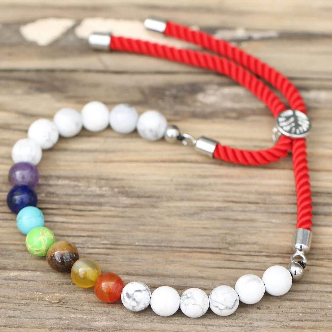 White Howlite Gemstone Chakra Bracelet