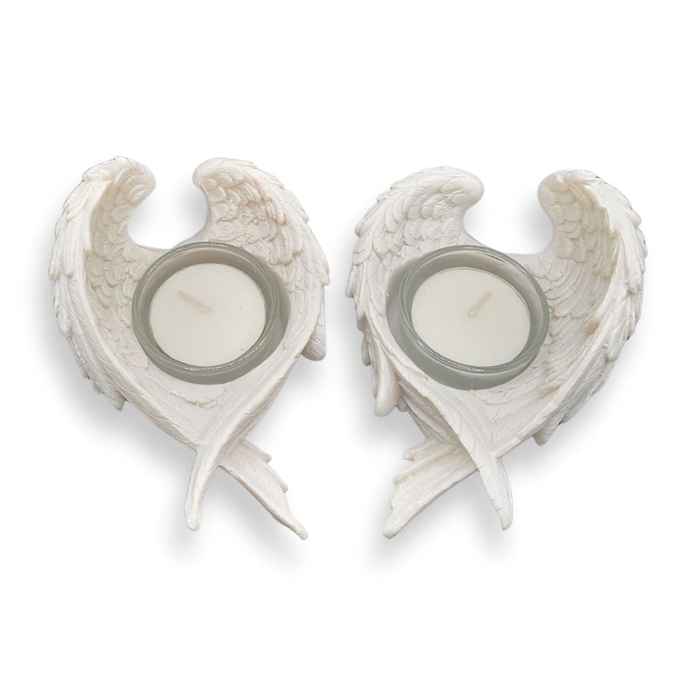 Pair of angel wings tea light holders