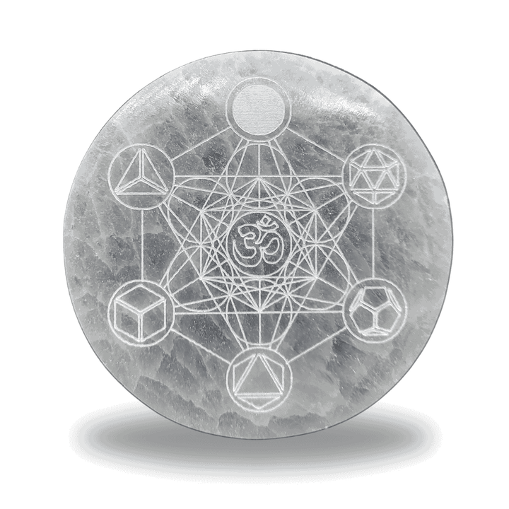 Selenite Charging Plate - Metratron's Cube/Flower of Life