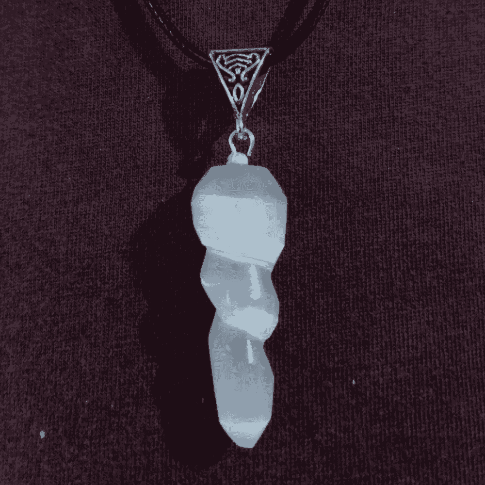 Selenite Unicorn Horn Pendant With option of Chain or Cord