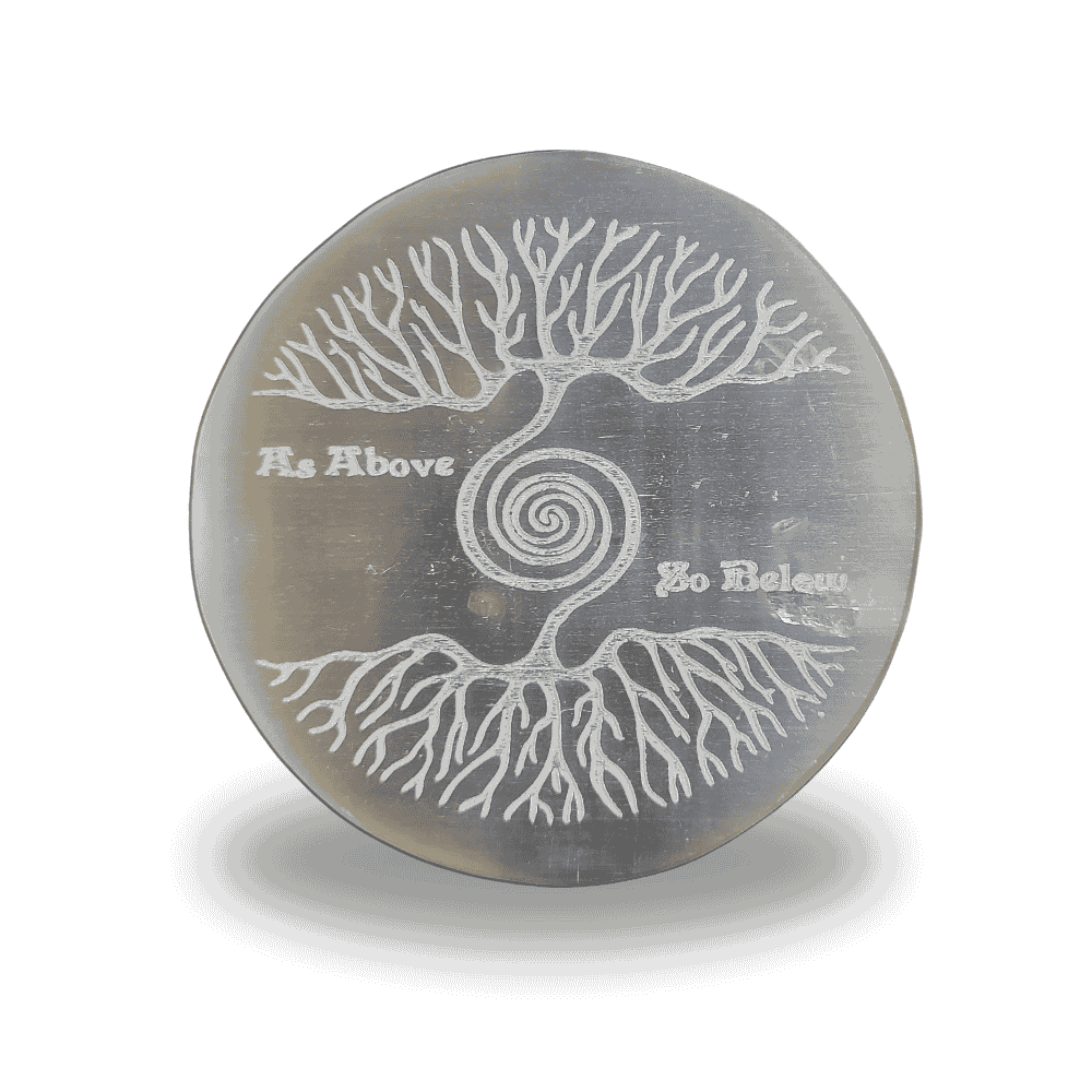 Tree of Life/Gold Seed of Life Selenite Charging Plate - Small