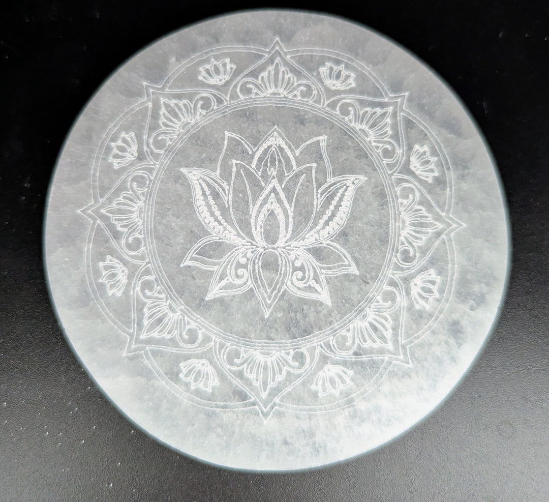 Selenite Charging Plate - Metratron's Cube/Flower of Life