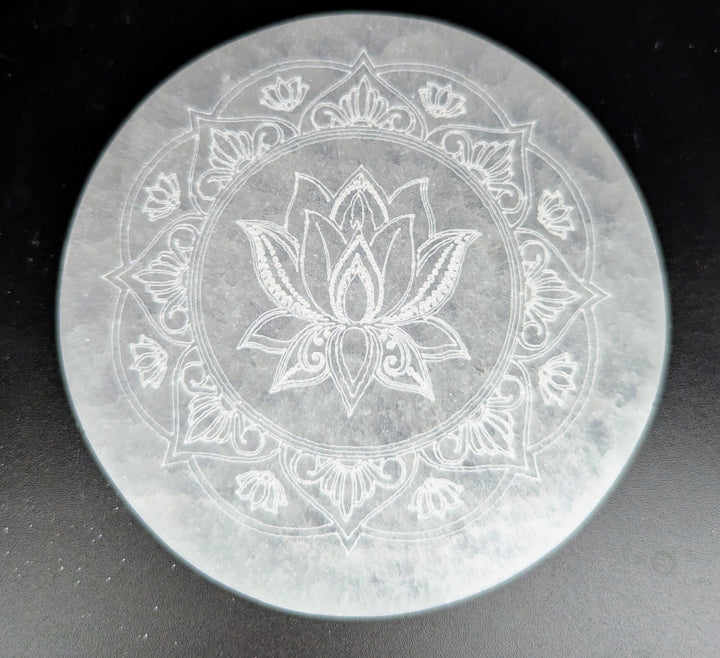 Selenite Charging Plate - Metratron's Cube/Flower of Life