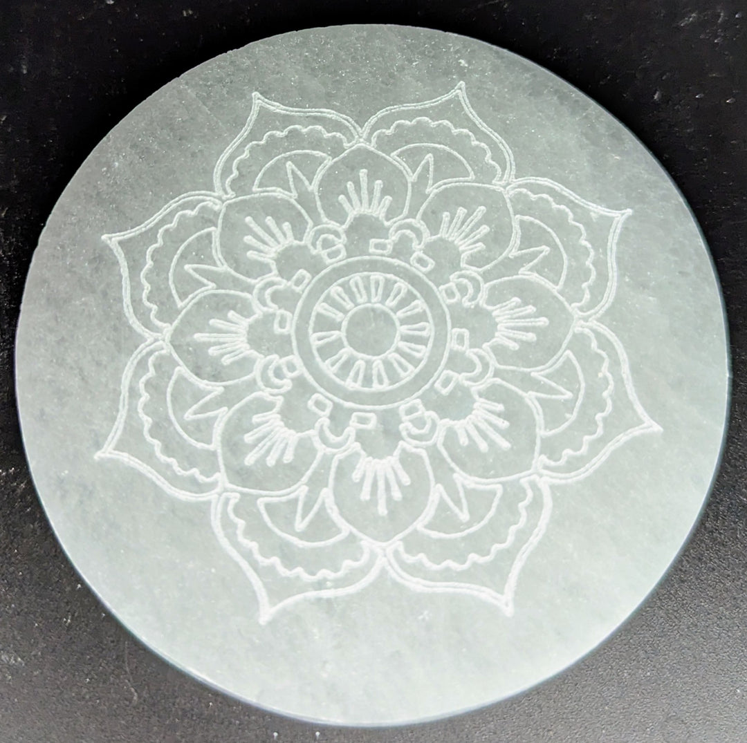 Selenite Charging Plate - Metratron's Cube/Flower of Life