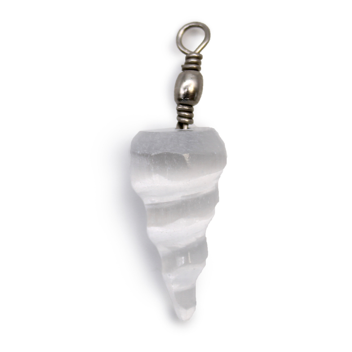 Selenite Unicorn Horn Pendant With option of Chain or Cord