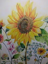 Load image into Gallery viewer, Watercolour Sunflower Journal with free rainbow pen
