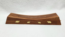Load image into Gallery viewer, Sheesham Wood Incense Stick Box - inlaid with brass elephants
