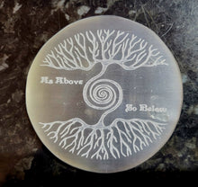 Load image into Gallery viewer, Tree of Life/Gold Seed of Life Selenite Charging Plate - Small
