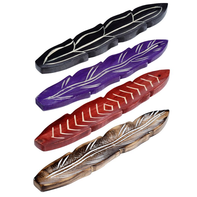 Mango Wood Feather Shaped Incense Holder