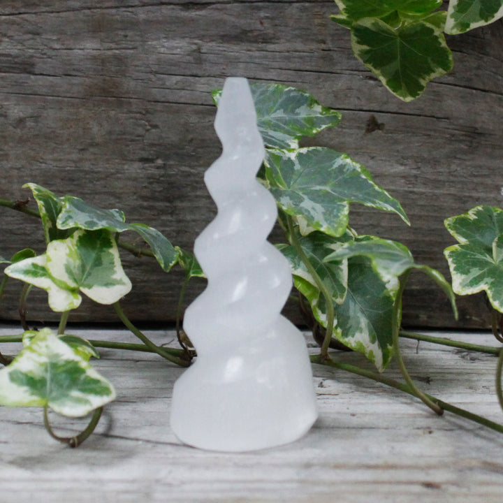 Selenite Unicorn Horn/Tower