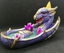 Load image into Gallery viewer, CLEARANCE SALE! Elements Amethyst Crystal Dragon Backflow Incense Burner
